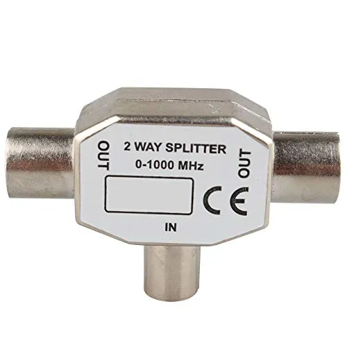 Jopto TV Antenne Koax Splitter Koax Stecker auf Zwei Buchsen Koax Kupplung T/F Typ Antenne Bidirektionaler Verteiler für TV/T Adapter wandelt eine vorhandene Buchse auf Zwei Koax-Buchsen Ausgänge
