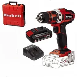 Einhell Akku-Bohrschrauber TE-CD 18/40 Li, 18V mit Koffer und Gratis Bohrerset - Akkuschrauber mit 2-Gang-Getriebe und 40 Nm max. Drehmoment, ideal für Heimwerker. Inklusive LED-Beleuchtung für präzises Arbeiten auch in dunklen Bereichen.