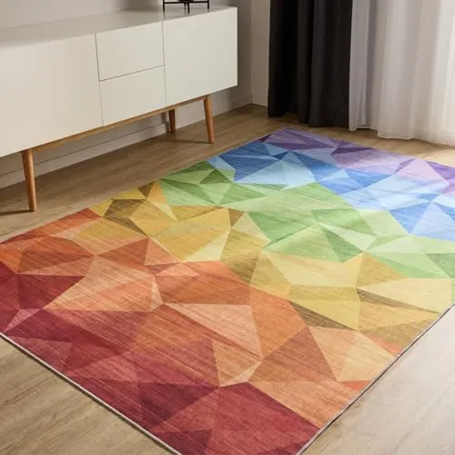 benuta Basic Waschbarer Teppich George - Multicolor 60x120 cm - Teppich für Wohnzimmer und Schlafzimmer, pflegeleicht und maschinenwaschbar bei 30°, ideal für Haushalte mit Kindern und Haustieren.
