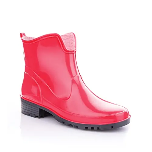 LEMIGO Damen Gummistiefeletten Kurze Gummistiefel Knöchel Regenstiefel Elke 36-42 EU (Rot, EU Schuhgrößensystem, Erwachsene, Numerisch, M, 40)