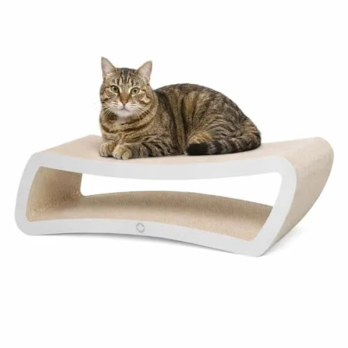 CanadianCat Kratzbrett Eclipse für Katzen – 84 x 24 x 23 cm, doppelseitig nutzbar - Robustes Kratzbrett aus hochwertiger Wellpappe für Katzen. Ideal zum Kratzen, Spielen und Entspannen – schützt Möbel und Teppiche, während es stilvoll in dein Zuhause integriert wird.