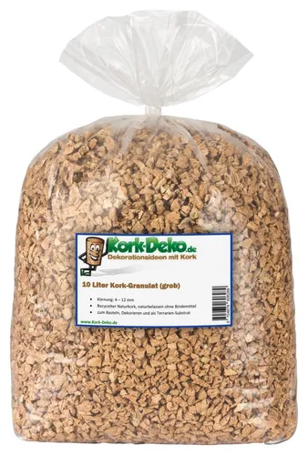 Liter Korkgranulat | GROB 4-12 mm | Korkschrot Kork-Streu Terrarien-Erde Kork 10