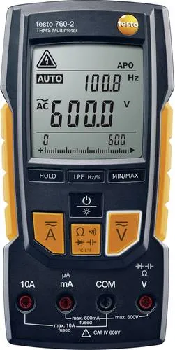 Testo Multimeter 760-2 True RMS - Multimeter für Elektroinstallation mit True-RMS, IP64 Schutz und Temperaturmessung bis 500°C. Ideal für Profis in der Elektrotechnik.