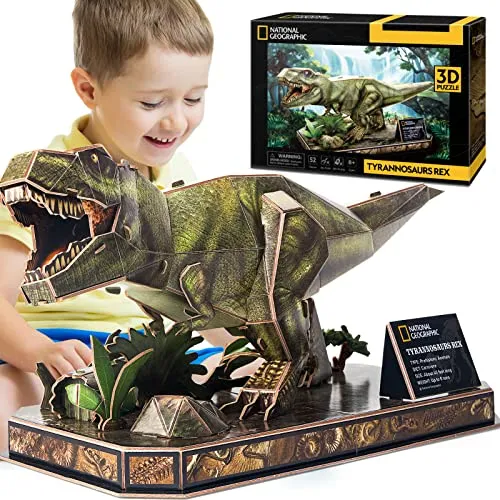 CubicFun 3D Puzzle Dinosaurier Spielzeug Kinderpuzzle, Tyrannosaurus Rex Dino Puzzle für Kinder ab 8 9 10 11 12 Jahren, Dino Spielzeug 52 Stück für Mädchen Junge Geschenke