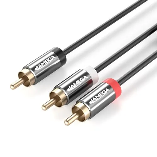 JAMEGA – 5m Y-Kabel | Subwoofer RCA Digitales Koaxialkabel | 24K Vergoldete Stecker 1 Cinch zu 2 Cinch | Audio Kabel für Verstärker, Subwoofer, HiFi-Anlagen, Stereoanlagen, Heimkino