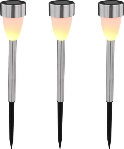 Globo Lighting LED Solarleuchte mit Flacker-Effekt Edelstahl 3er Set
