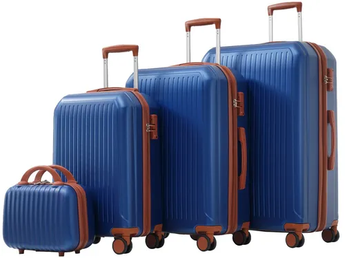 Trolleyset 4-teiliges Hartschalenkoffer Set mit TSA-Schlössern - Antik Blau - Praktisches 4-teiliges Trolleyset aus robustem ABS-Material mit 360°-Doppelrollen und erweiterbaren Größen für maximale Flexibilität auf Reisen.