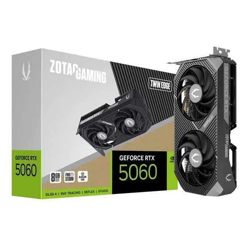 ZOTAC Gaming GeForce RTX 5060 Twin Edge 8GB GDDR7 - Hochleistung für Gamer - Grafikkarten mit 8GB GDDR7, ideal für flüssiges Gaming und beeindruckende Grafikdetails bei 145 Watt TDP.
