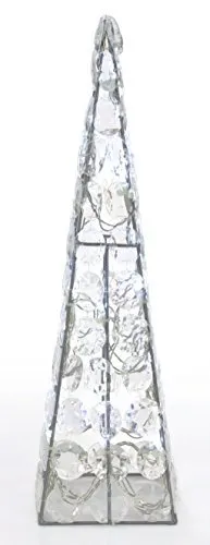 LED Kristall Pyramide Metall Silber 24 LED Weiß, Weihnachtsdeko Fenster, Dekoration Weihnachten Weihnachtsbeleuchtung Innen Leuchtpyramide