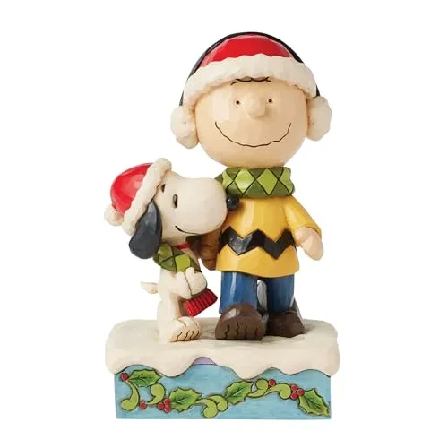 Enesco Peanuts by Jim Shore Charlie Brown und Snoopy mit Schals, 15,2 cm, mehrfarbig