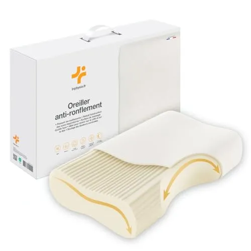 Inphysio Anti-Schnarch-Kissen - Ergonomisches Kissen mit Formgedächtnis - Zervikalkissen - Hypoallergen - Anti Milben - Erholsamer Schlaf - 57x36x11,5 cm