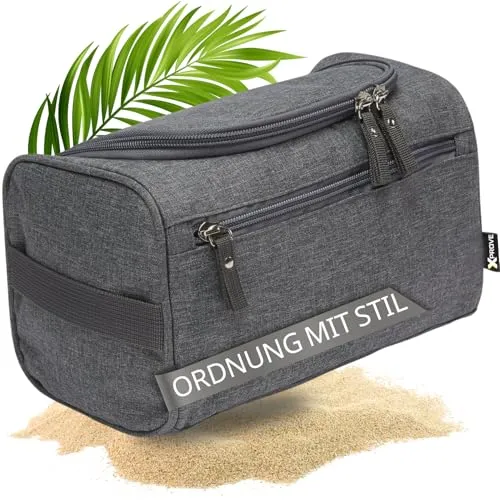 Kulturbeutel Herren Grau - Stilvoll, Praktisch, Robust - Wasserfeste Reise Kulturtasche zum Aufhängen - Waschbeutel Herren, Toiletttasche Männer (Alaska Grey Edition)