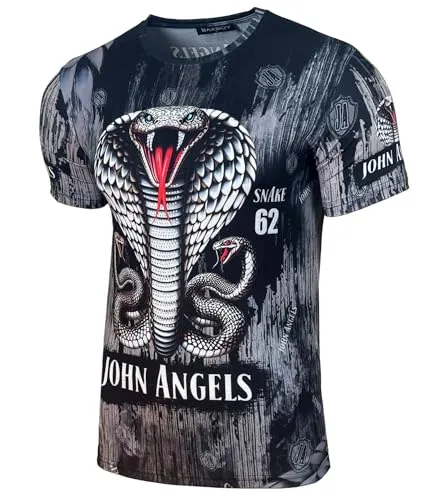 Herren Sommer T-Shirt Rundhals-Ausschnitt Moderner Männer Kurzarm Used Look Tshirt B-220-229, Farbe:225 Schwarz, Größe:L