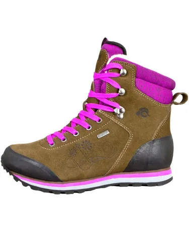 GUGGEN Mountain Damen Winterstiefel - Wasserdichte Wanderstiefel in Braun-Lila - Robuste Winterstiefel mit Lammfellfutter für optimalen Komfort. Ideal für Outdoor-Aktivitäten, schmutzabweisend und winddicht. Perfekt für kalte Tage!