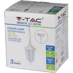 Lampa Ogrodowa VT-752 CEILING LAMP-MATT WHITE 7073 - Elegante Deckenlampe in Mattweiß, ideal für stilvolle Gartenbereiche und schafft eine gemütliche Atmosphäre.