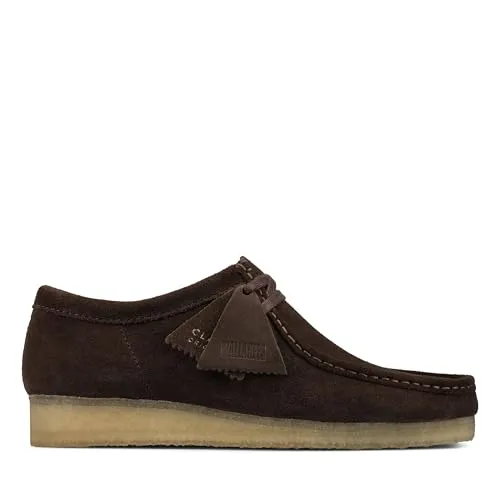 Clarks ORIGINALS Unisex Wallabee Schnürschuhe Dunkelbraun Velourleder, Größe 43 EU - Herren-Schnürhalbschuhe aus hochwertigem Wildleder, zeitloses Design für optimalen Tragekomfort und Stil.