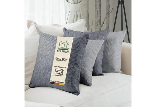 Selfitex Dekokissen 4er Set 40x40cm - Dekokissen-Set in edlem Hell- und Dunkelgrau, inklusive Füllkissen. Ideal für Sofa, Couch oder Bett - Made in Germany für höchsten Komfort und Qualität.