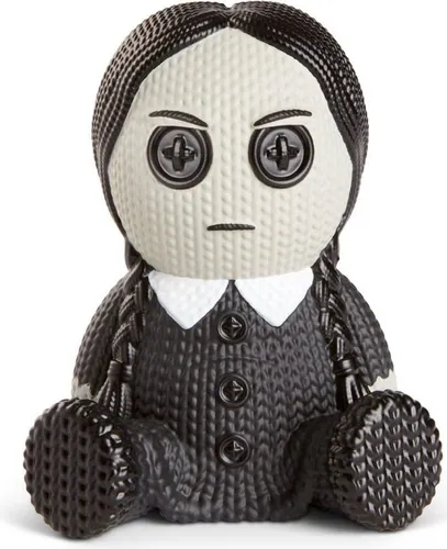 Handmade by Robots - The Addams Family - Wednesday #082 - Chibi Figur von Wednesday Addams, ca. 12,7 cm groß, aus hochwertigem Vinyl gefertigt und ideal zum Ausstellen oder Spielen. Einzigartiges Design, das wie Strickstoff aussieht.