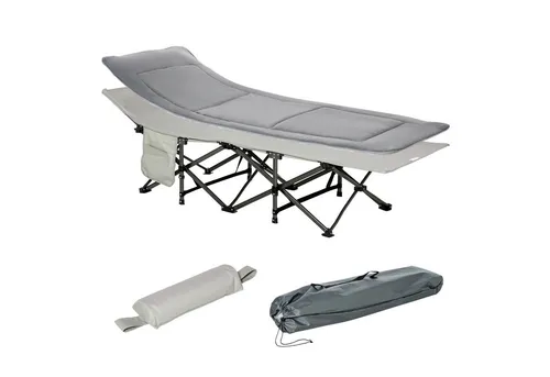 Outsunny Faltbares Campingbett mit Matratze - Camping-Möbel mit tragbarem Design und max. Belastung von 150 kg. Ideal für Outdoor, Garten und Reisen, inklusive praktischer Tragetasche.