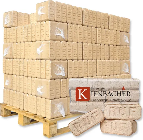 RUF Briketts Hartholzbriketts aus Buche und/oder Eiche | 70 x 10 kg Holzbrikett auf Palette | Energie Kienbacher® 700 kg