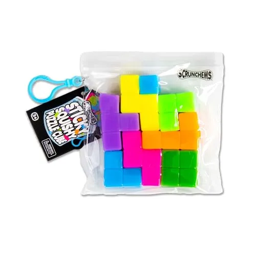 Scrunchems Sticky Squishy Puzzle Cube,Block Fidget Toy, Sensory Stress Relief, Ages 3+