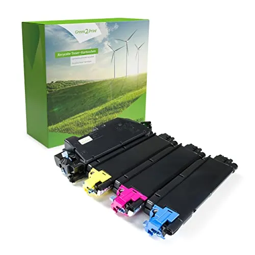 Green2Print Toner-Set für Kyocera ECOSYS P7240CDN - Recycling Toner-Set mit 4 Kartuschen für Kyocera, hohe Ergiebigkeit: 1x 17000, 3x 13000 Seiten, umweltfreundlich und ideal für nachhaltiges Drucken.