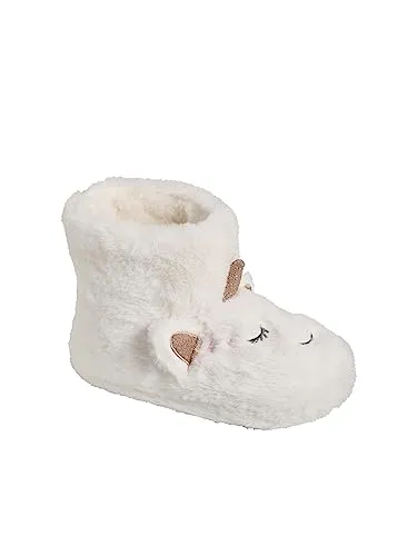 Vertbaudet Hohe Mädchen Plüsch-Hausschuhe weiß 34/35