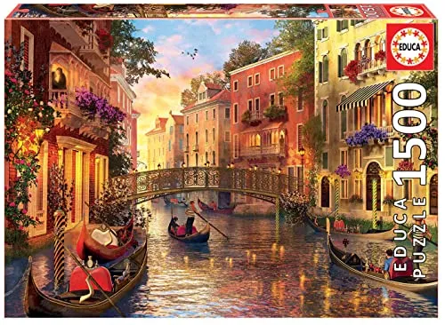 Educa Puzzle Sonnenuntergang in Venedig - 1500 Puzzleteile, fördert Kreativität und Konzentration, ideal ab 12 Jahren