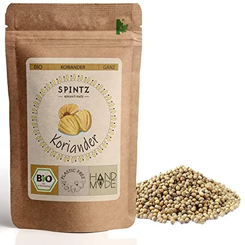 SPINTZ 1000g Bio Koriander ganz - Coriander Saat - ganze Körner Samen - vegan, organic, 100% natürlich und ohne Zusätze - naturrein aus biologischem Anbau | plastikfrei verpackt
