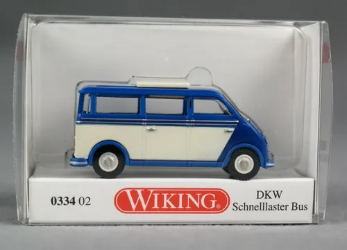 WIKING 033402/0334 02 H0,1:87 DKW Schnelllaster Bus - blau/perlweiß - NEUWARE