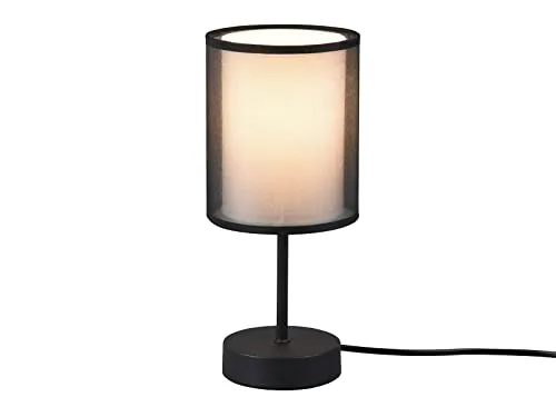 Kleine LED Tischleuchte mit doppeltem Stoffschirm in Schwarz & Weiß, Höhe 28cm