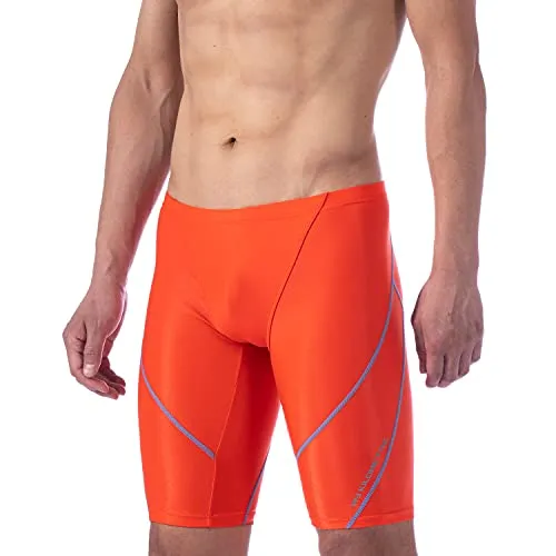 MY KILOMETRE Herren Jammers Lang Badehose Schwimmen Badeanzug Jammer (DE Hellrot M)