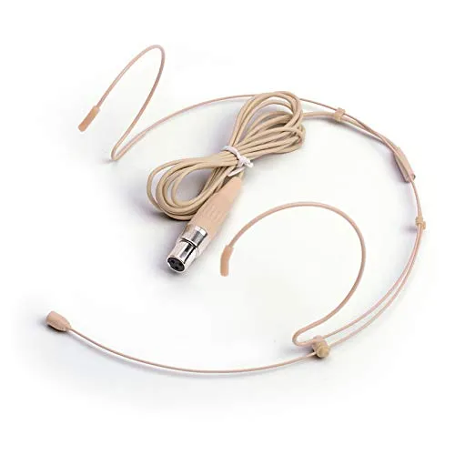 Headset- / Headworn-Mikrofon - 3-poliges Mini-XLR-Mikrofon für AKG Samson Wireless-System und Taschensender - Beige Dual Earhook Omnidirektionales Headset-Kopfmikrofon