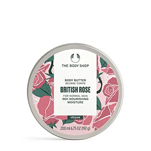 The Body Shop British Rose Körperbutter 24h - Körperbutter für Damen mit 24h Feuchtigkeitspflege, verwöhnt die Haut mit einem zarten Rosenduft und sorgt für ein samtweiches Hautgefühl.