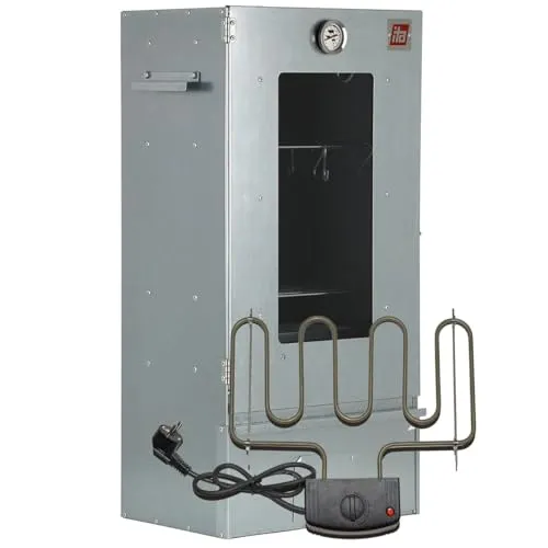 ITA Elektrischer Räucherofen 7002 - Premium Edelstahl Smoker mit Sichtfenster - Smoker aus korrosionsbeständigem Edelstahl für bis zu 7 kg Fleisch, Fisch oder Käse. Inklusive Elektroheizung und umfangreichem Zubehör für perfekte Räuchergebnisse.