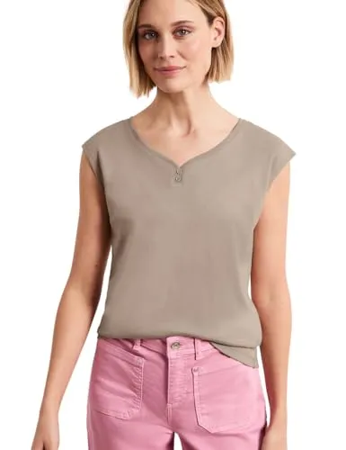 Street One Shirt mit gerundetem V-Ausschnitt Timeless beige 44