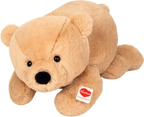 Bär Brownie liegend 55 cm - Kuscheltiere: Teddy Hermann Bär Brownie in liegender Position, 55 cm groß, ideal zum Schmusen und Trösten, maschinenwaschbar bis 30° C für einfache Pflege.