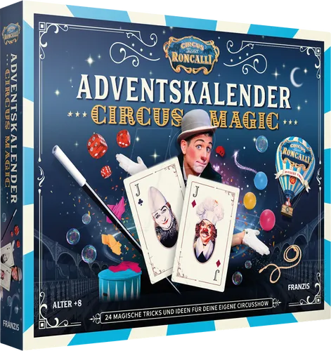 Franzis Verlag Roncalli Circus Magic Detektiv & Zauberkästen Adventskalender - Adventskalender für Kinder ab 8 Jahren mit beeindruckenden Zaubertricks und einer eigenen Circusshow. Entdecke Magie, Jonglieren und Clown-Nummern für unvergessliche Feiertage!