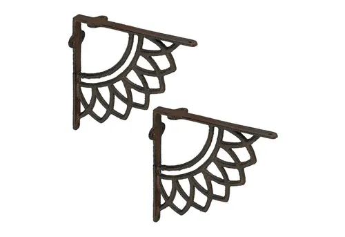 relaxdays Wandregalhalter Regalträger 2er Set Mandala-Design, braun