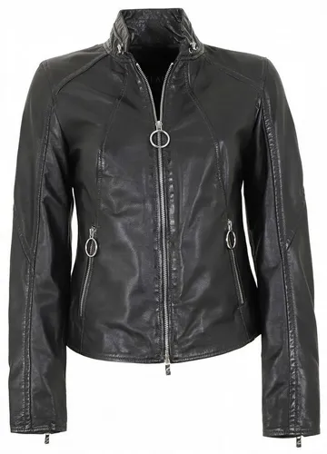 Jilani Lederjacke Kiran Jilani - Damen Lederjacke Lammnappa schwarz