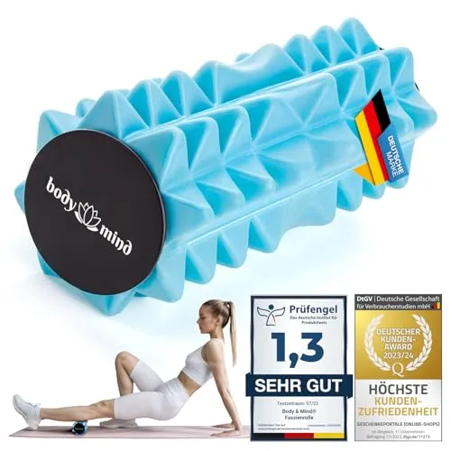 BODY & MIND® Mini Faszienrolle 15x6cm Igelrolle mit Noppen für Füße