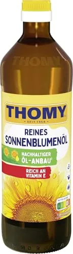 THOMY Reines Sonnenblumenöl, 750ml Flasche - Hochwertiges Sonnenblumenöl, ideal zum Braten und Backen. Reich an ungesättigten Fettsäuren und mild im Geschmack. Praktische, recycelbare Verpackung für umweltbewusste Nutzung.