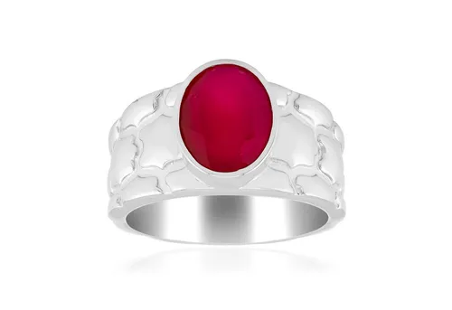 Cavill Solitärring Cavill Sterlingsilber Ring, rhodiniert, 2,35 ct Himbeer-Chalzedon Oval (1-tlg)