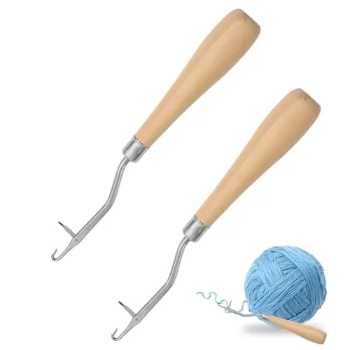 2-Stück Crochet Hook,Anfänger Fangnadel,Häkelset Häkelnadel Set,Erwachsene Knüpfhaken Häkelnadelgriffe,Ergonomische Diy Häkelnadelset,für Stricken Prym Dreadlocks Beginners,Holz Häkelwerkzeuge Zubehör
