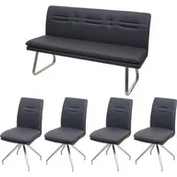 MCW Esszimmer-Set Anthrazit, 4 Stühle & Sitzbank
