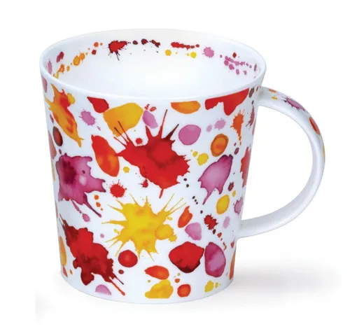 Dunoon Tasse Whoops rot Lomond 0,32 l - Kaffeetasse aus feinem Knochenporzellan mit fröhlichem Klecks-Design, handgefertigt in Staffordshire, England. Ideal für stilvolle Kaffeepausen!