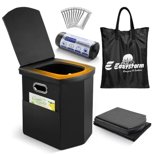 E EASTSTORM Faltbare Campingtoilette, 42 cm - Camping-Toilette mit erhöhtem Sitz für maximalen Komfort, tragbar und ideal für Outdoor-Aktivitäten, Notfälle oder Festivals. Einfach zu transportieren und zu reinigen.