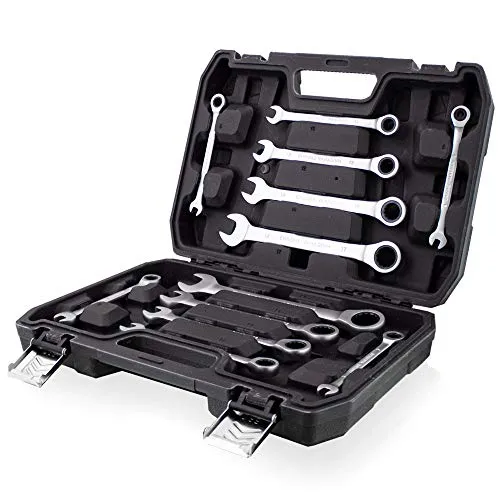 BITUXX Ratschenschlüssel Ringschlüssel 12tlg 6-19mm - Werkzeug-Set mit 12 Teilen, zweiseitige Ratschenfunktion für effizientes Arbeiten, ideal für Profis und Heimwerker.