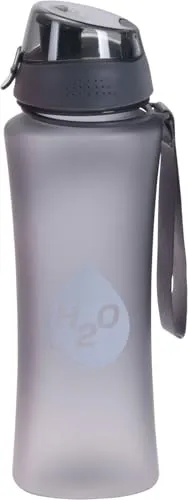 LS-LebenStil Sportflasche Trinkflasche 650ml Grau Tritan Wasserflasche Klappdeckel auslaufsicher wasserdicht für Uni, Arbeit, Fitness, Fahrrad, Outdoor, Leicht, Stoßfest, Wiederverwendbar