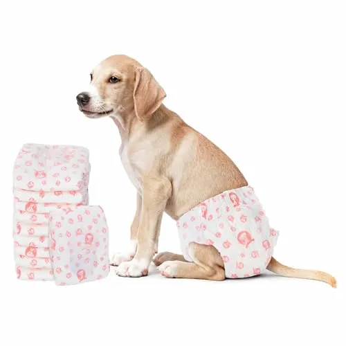 vidaXL Wegwerf-Hundewindel für Hündinnen 30 pcs Weiß M, Verstellbare Hundewindel, atmungsaktives Design, wegwerfbar, für Unfälle, Pflegelösungen für Haustiere